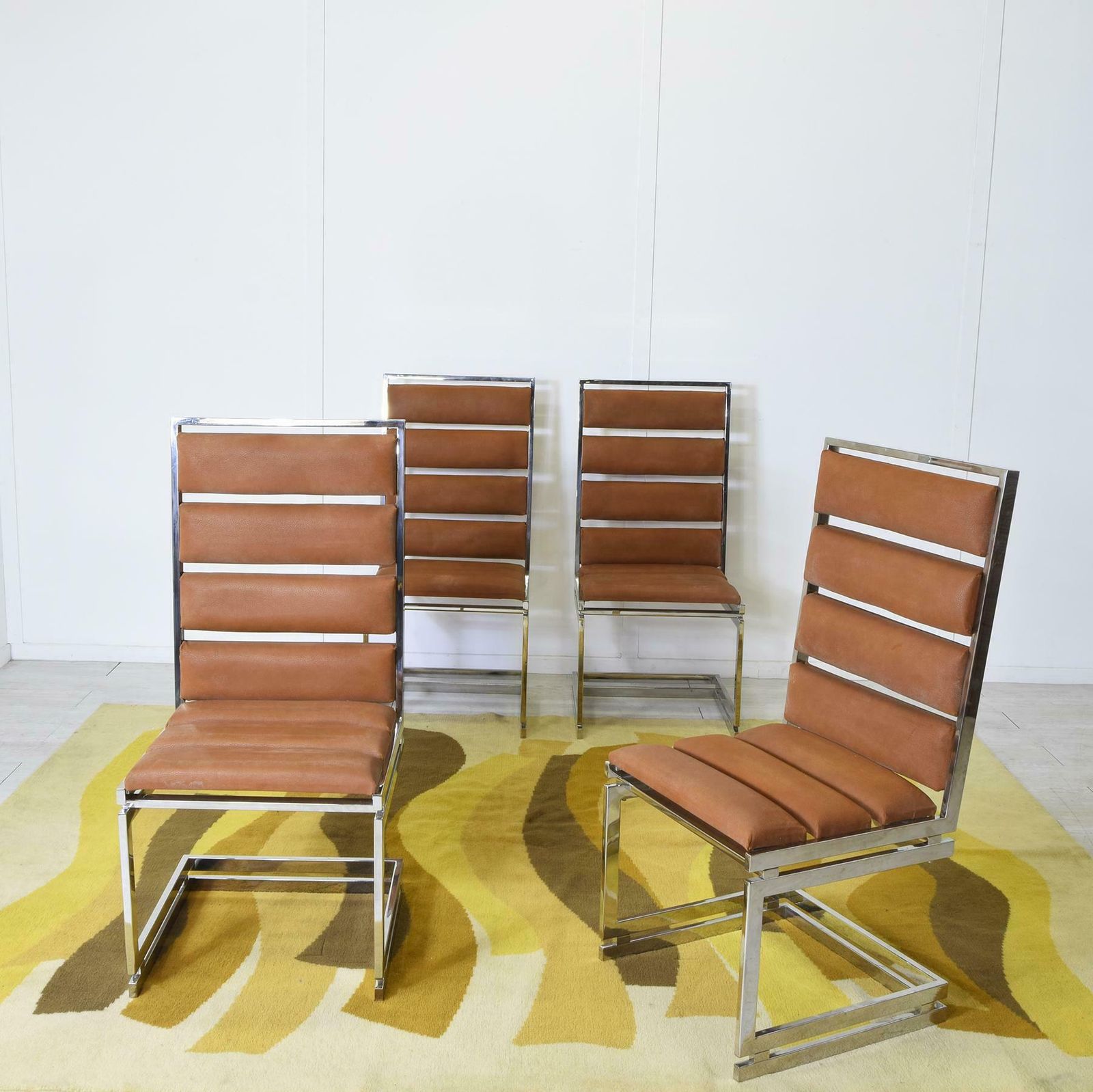 Romeo Rega Set Of Four Chairs Doghe 1970s photo buy
