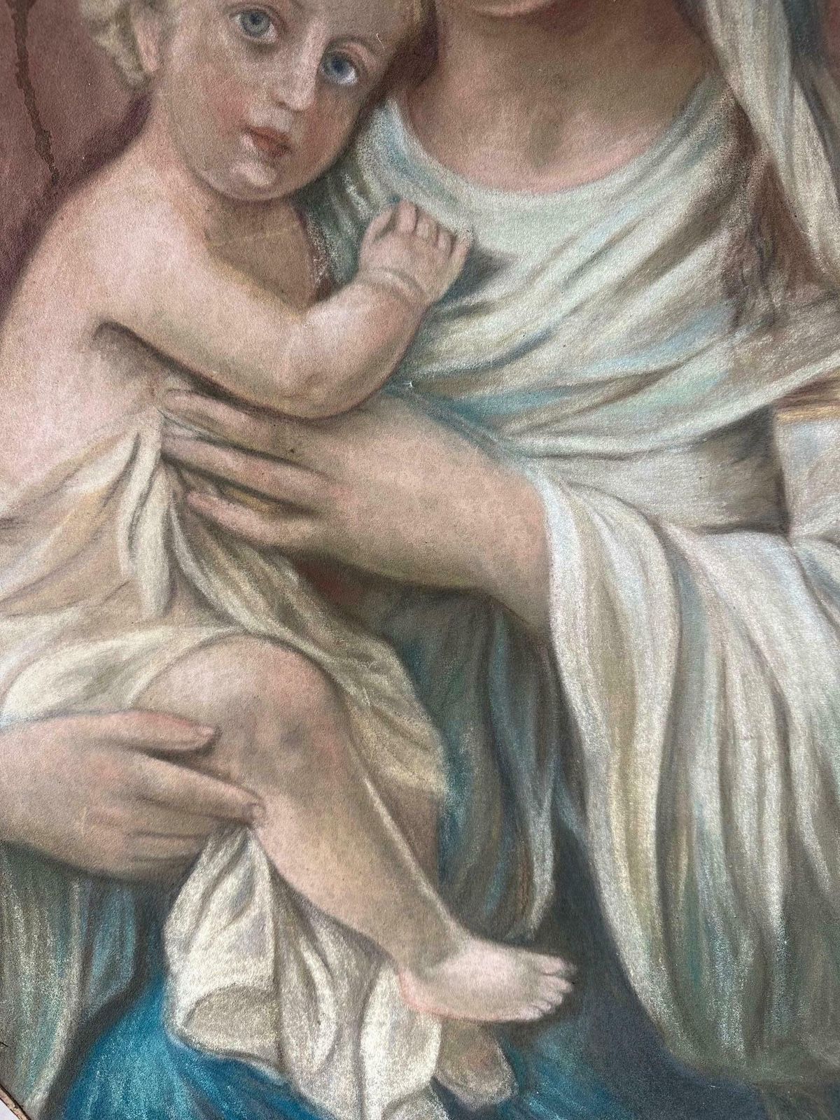 Early 20th Century Virgin And Child Painting, 1900s photo Art