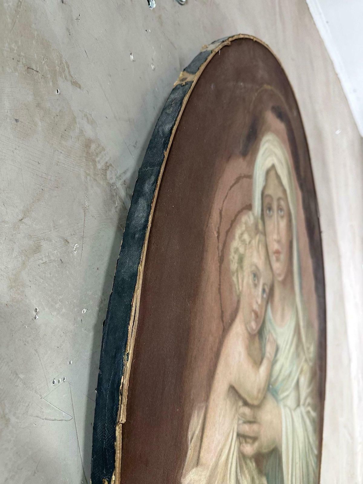 photo furniture Early 20th Century Virgin And Child Painting, 1900s