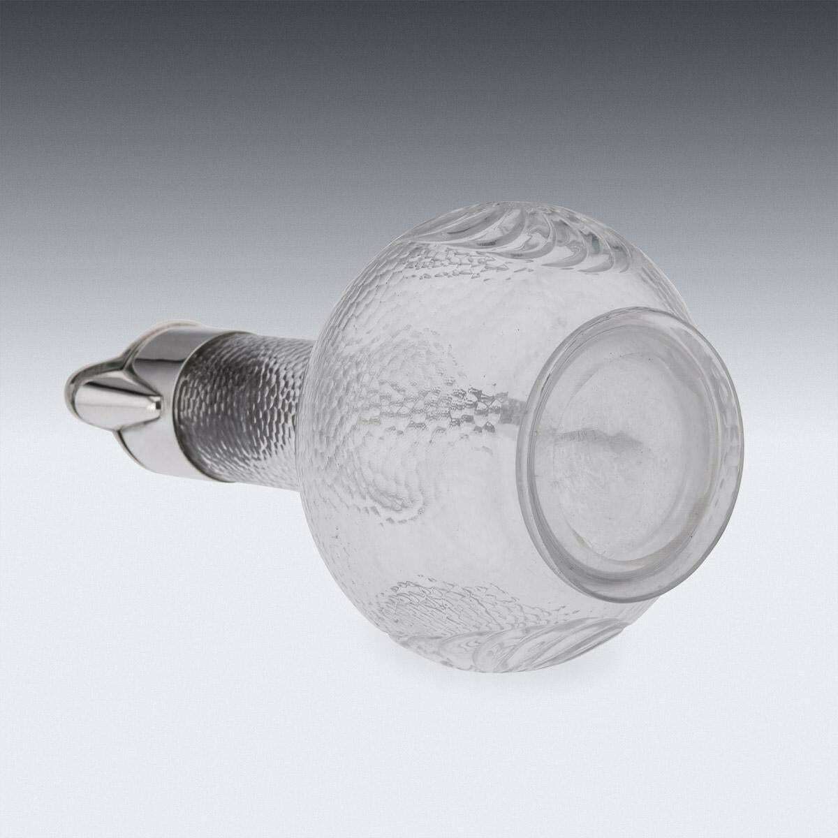 20th Century German Solid Silver & Etched Glass Claret Jug, C.1900 photo 995.0