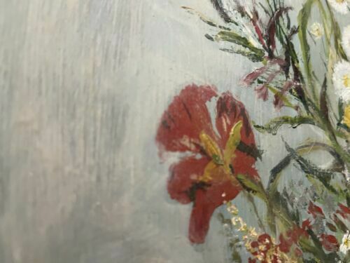 photo for sale Vintage Beautiful Large Framed Flowers Painting
