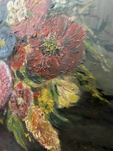 Art Vintage Beautiful Large Framed Flowers Painting photo