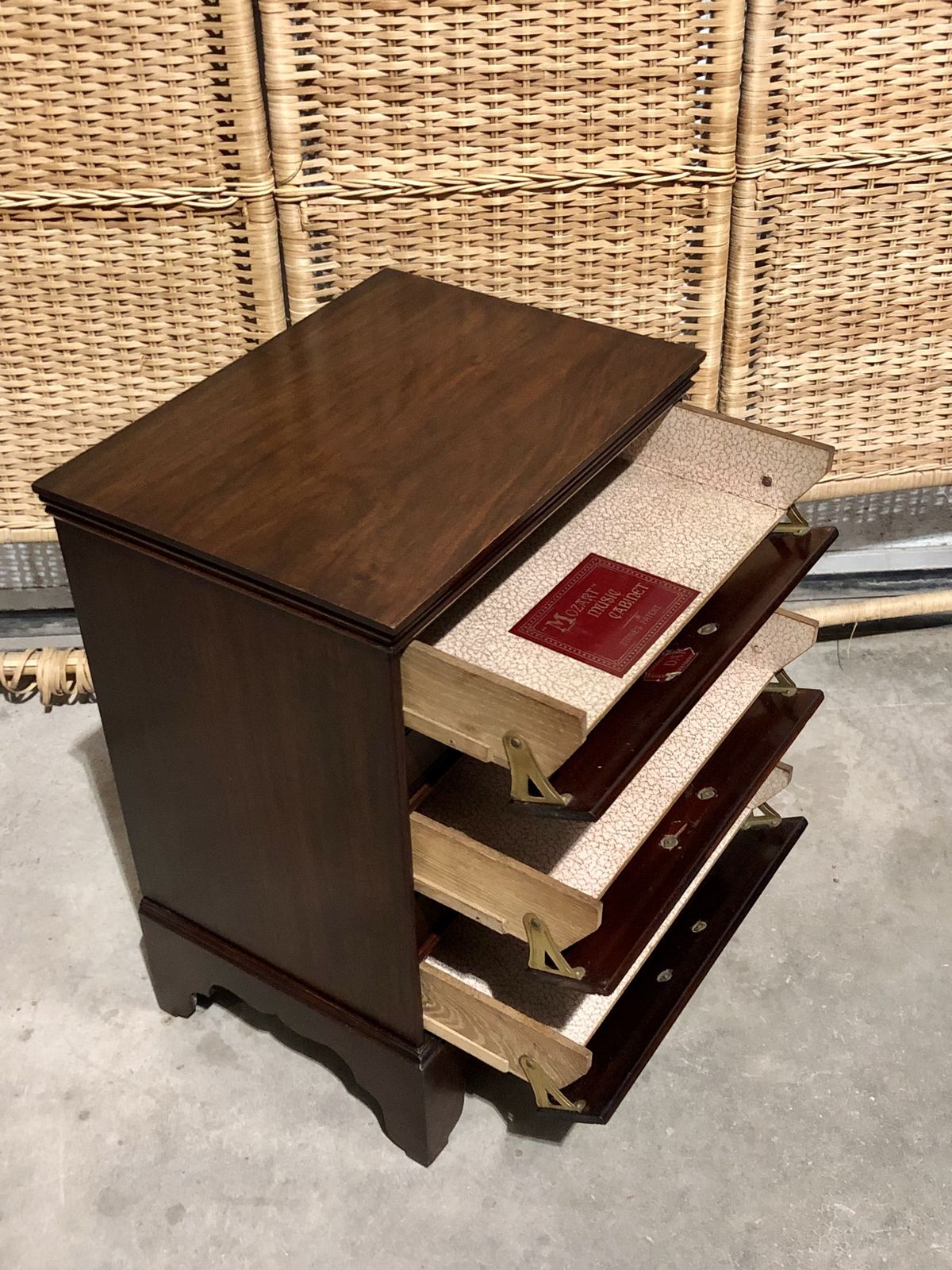 Furniture Handsome Antique Dwarf Music Cabinet / Small Music Chest photo