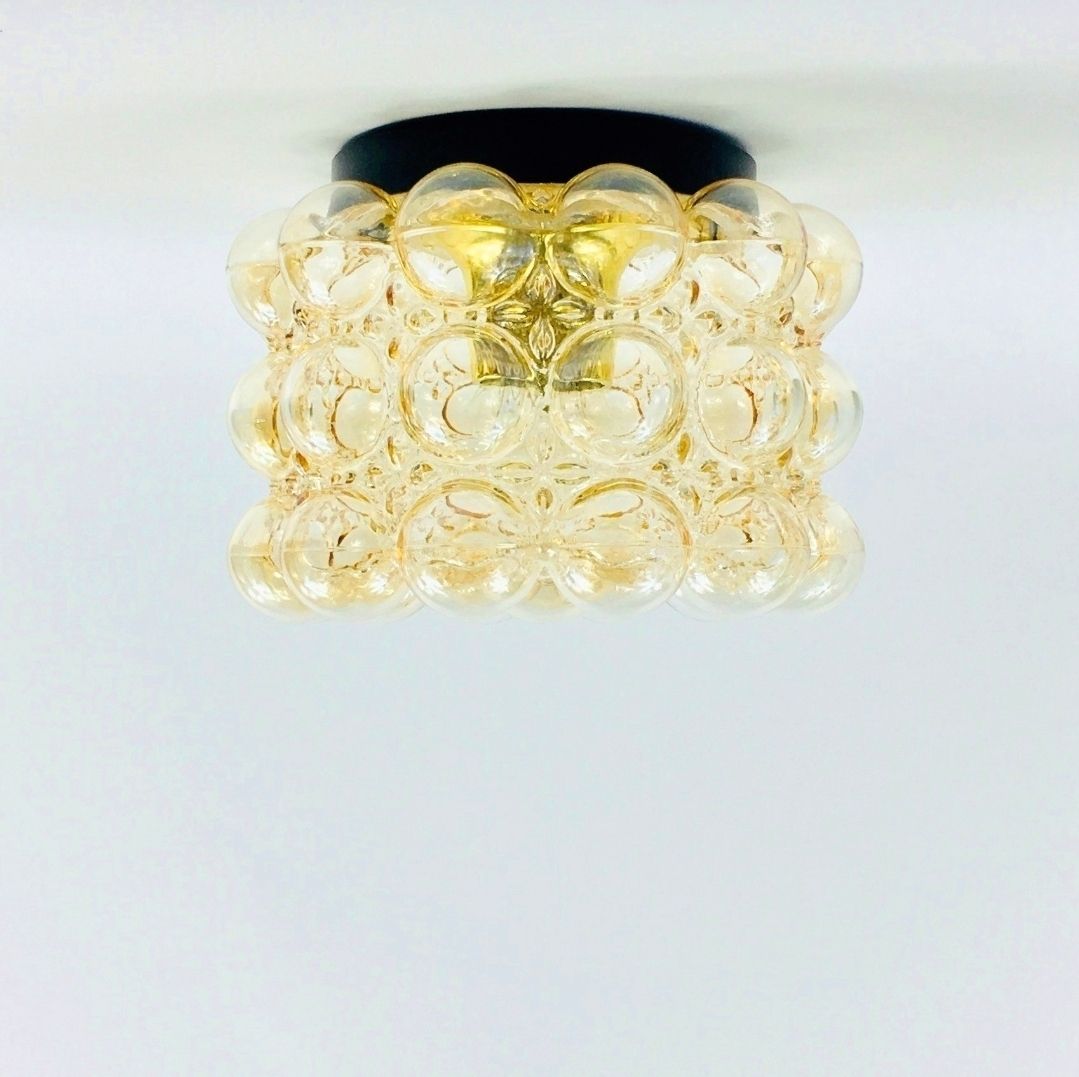 Mid Century Amber Bubble Glass Ceiling Light By Helena Tynell For Limburg, Germany, 1960s photo furniture