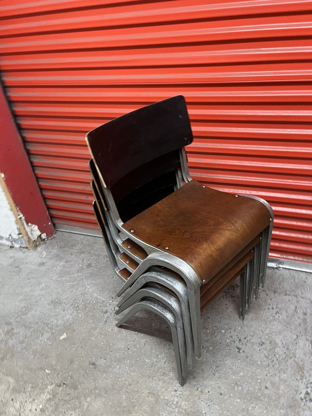 Esavian Stacking Chair By James Leonard 1950s Rare Wide Frame photo for sale