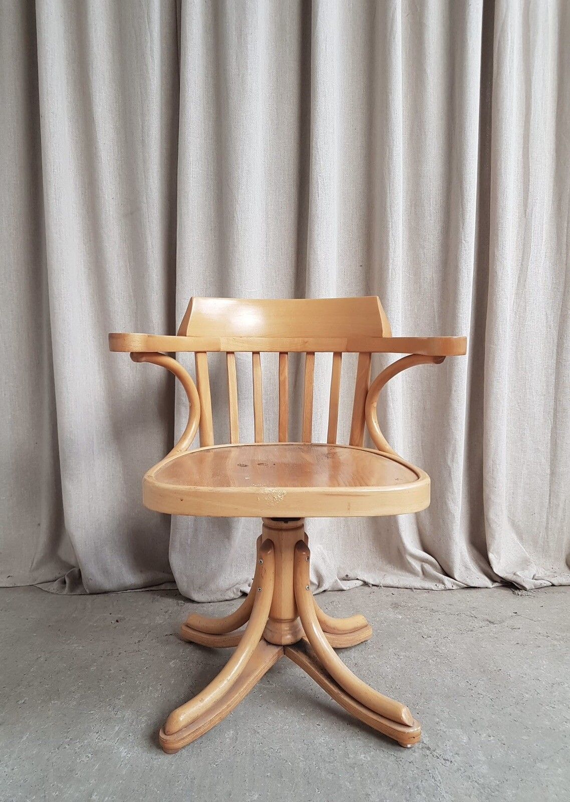 Vtg Early Mid Century Side Occasional Desk Swivel Chair Danish Scandi Retro R619 photo for sale