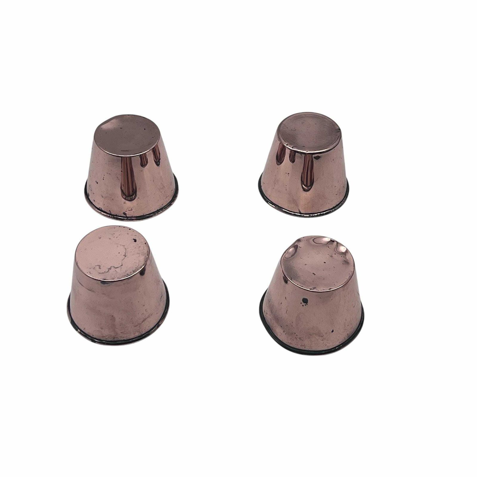 Antique Victorian Set Of 4 Copper Muffin Pots   Ramekin Pots   Bain Marie   Kitchenalia photo for sale