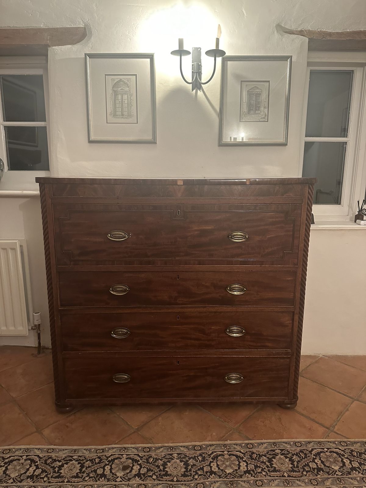 Large, Mahogany Secretaire Chest Of Drawers photo furniture
