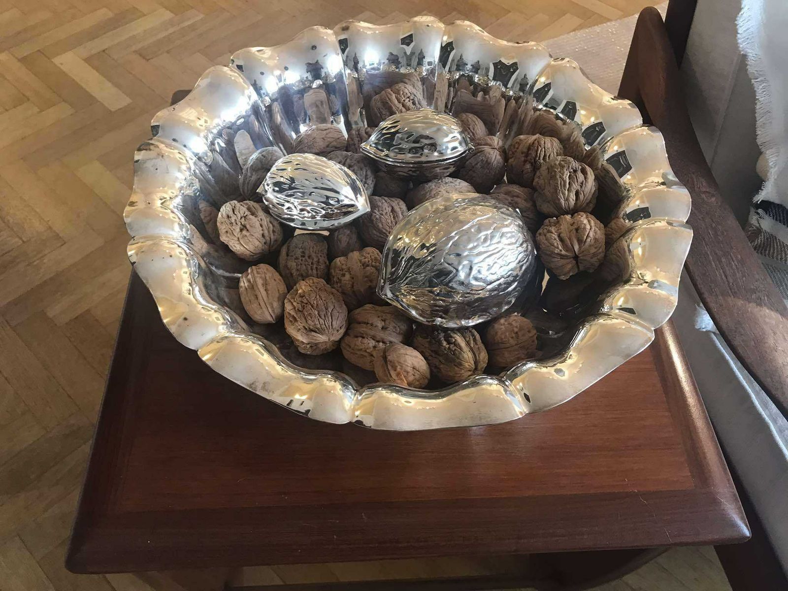 Fruitschaal Verzilverd Groot Middenstuk Zilverwerk Frans Mid Century Fruitetagère Huwelijkscadeau photo vinterior