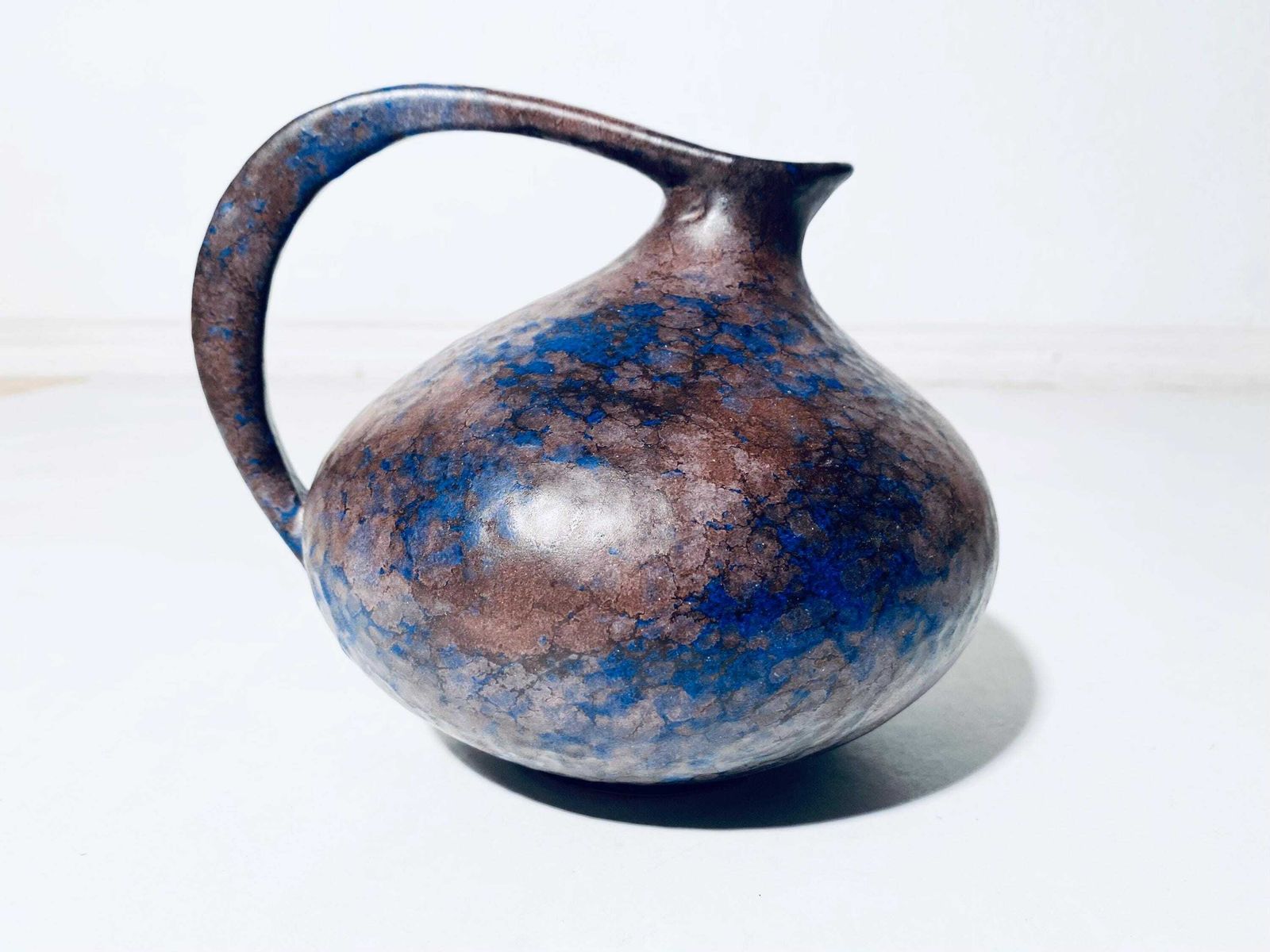 Ruscha 313 Kurt Tschörner Fat Brown & Blue Ceramic Vase / 1960s Vintage Design Classic / West German Pottery photo furniture