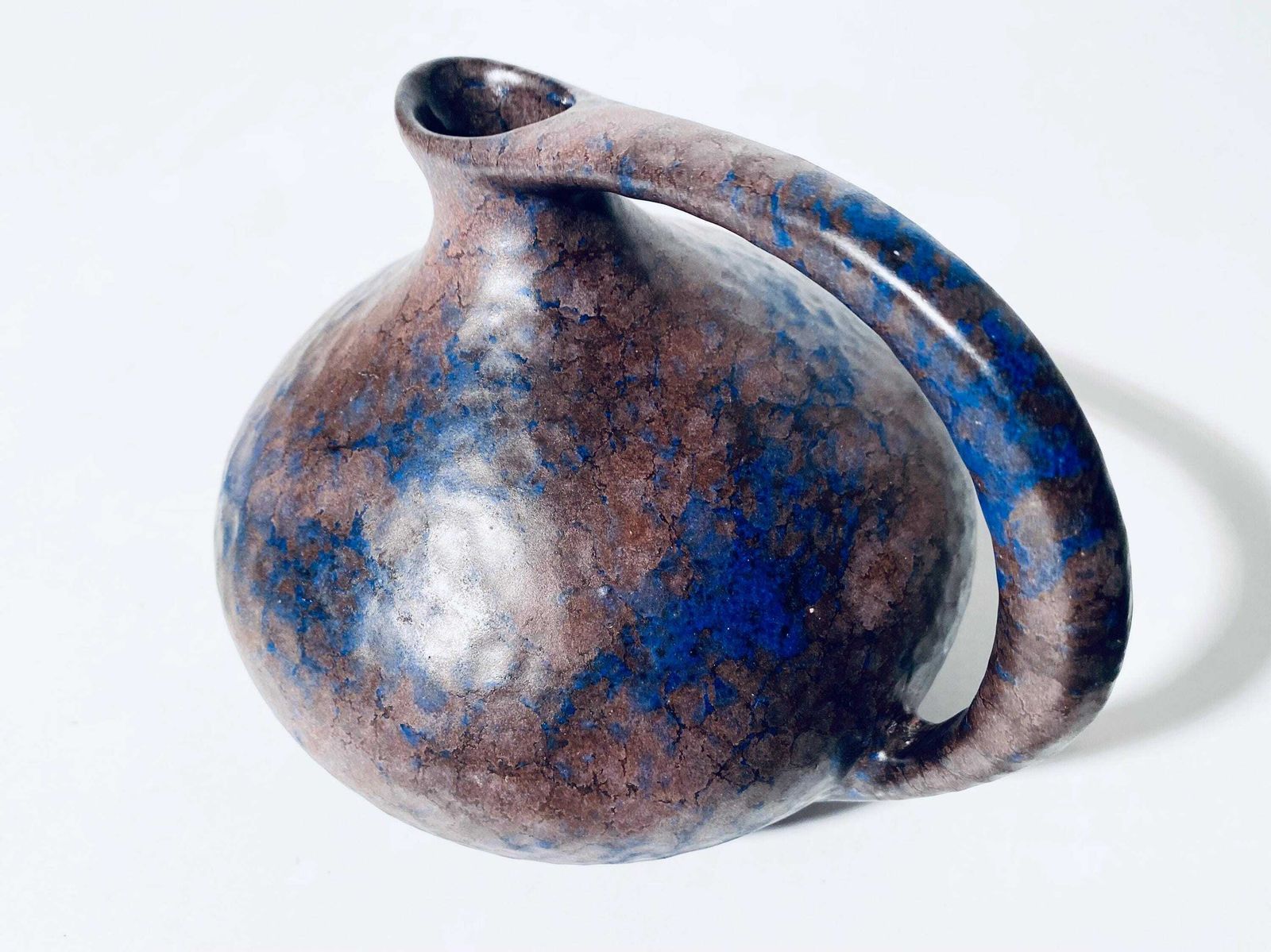 Ruscha 313 Kurt Tschörner Fat Brown & Blue Ceramic Vase / 1960s Vintage Design Classic / West German Pottery photo vinterior