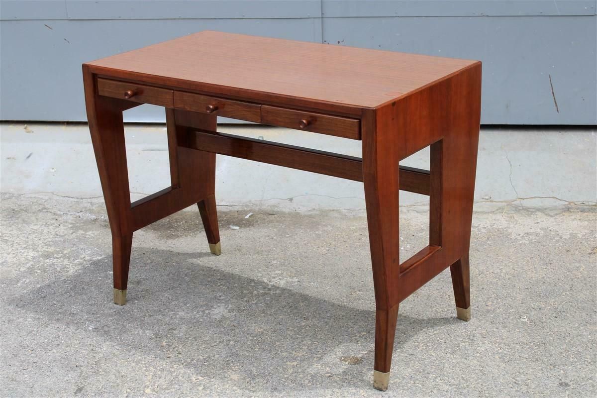 Small Walnut And Laminate Desk With Drawers Gio Ponti 1950 With Authentication photo furniture