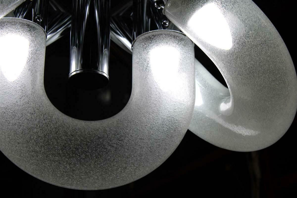 Carlo Nason For Mazzega Chandelier Pop Art Pulegoso 1970 Chromed Metal photo for sale