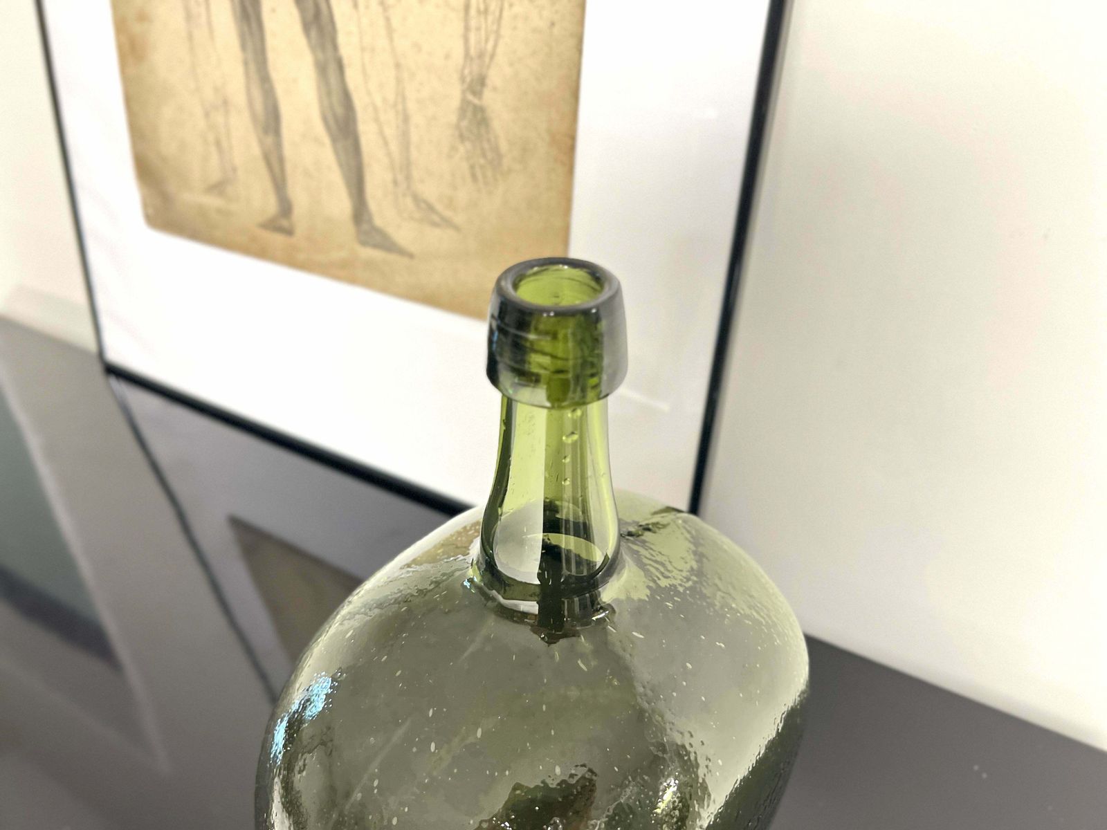19th Century, Green Blown Glass Oval Demijohn photo for sale