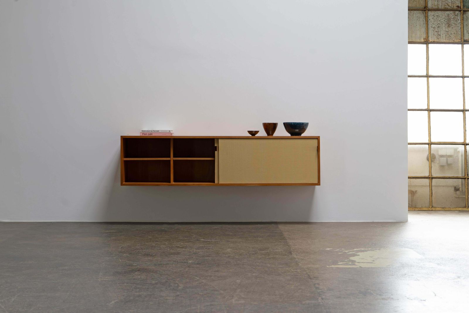 Mid Century Wall Hanging Sideboard By Florence Knoll, Knoll International, 1950s photo vintage
