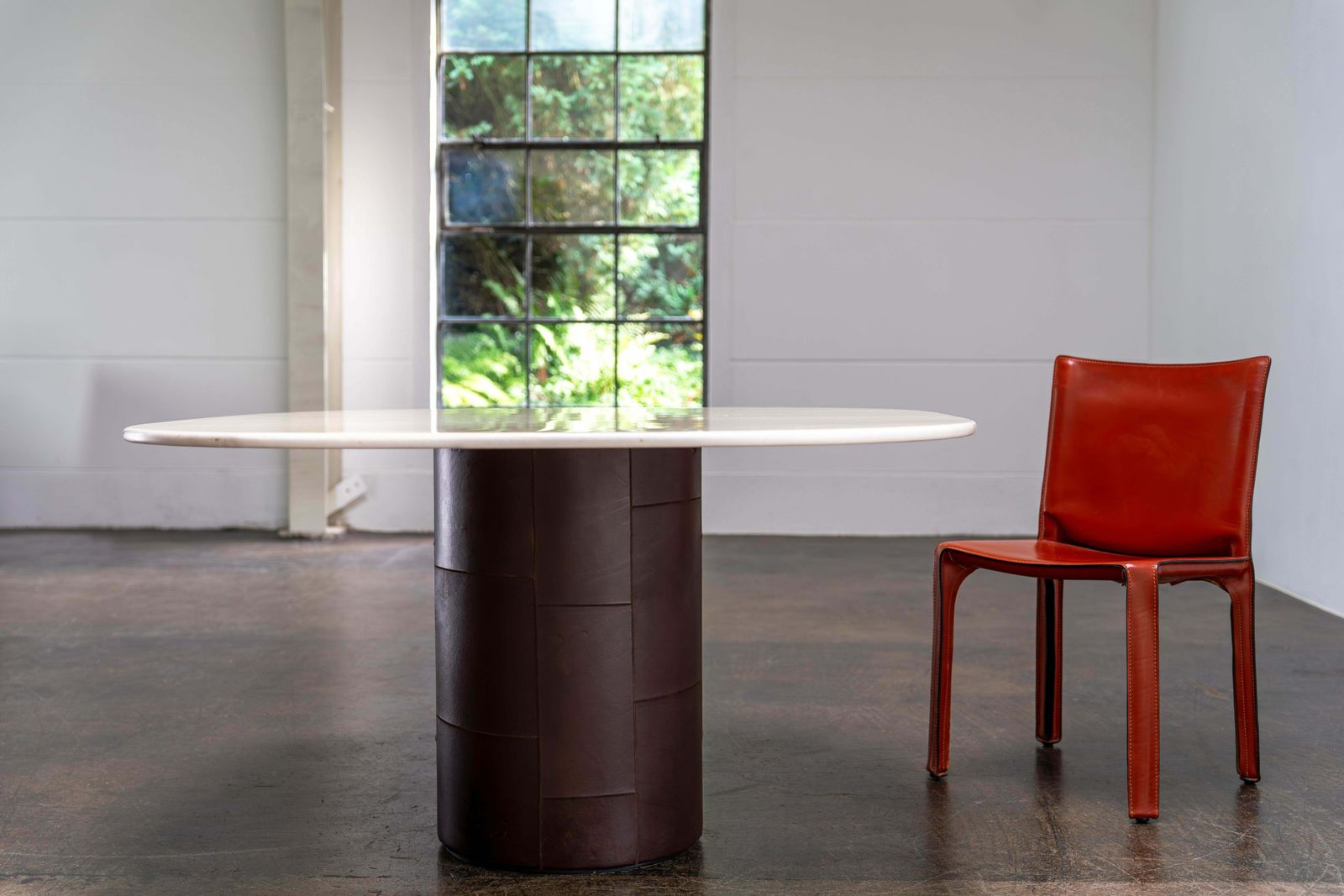 photo for sale Leather And Marble Dining Table By Afra And Tobia Scarpa B&B Italia, 1974