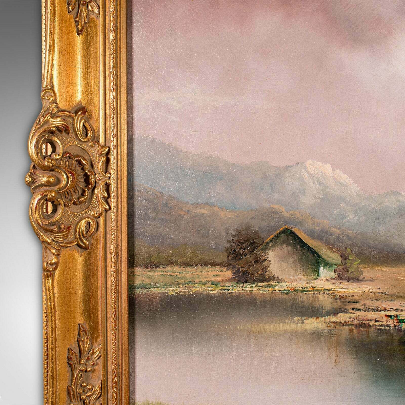 Large Vintage Landscape Painting, Austrian, Framed Art, Oil, Alpine, Schmidbauer photo Art