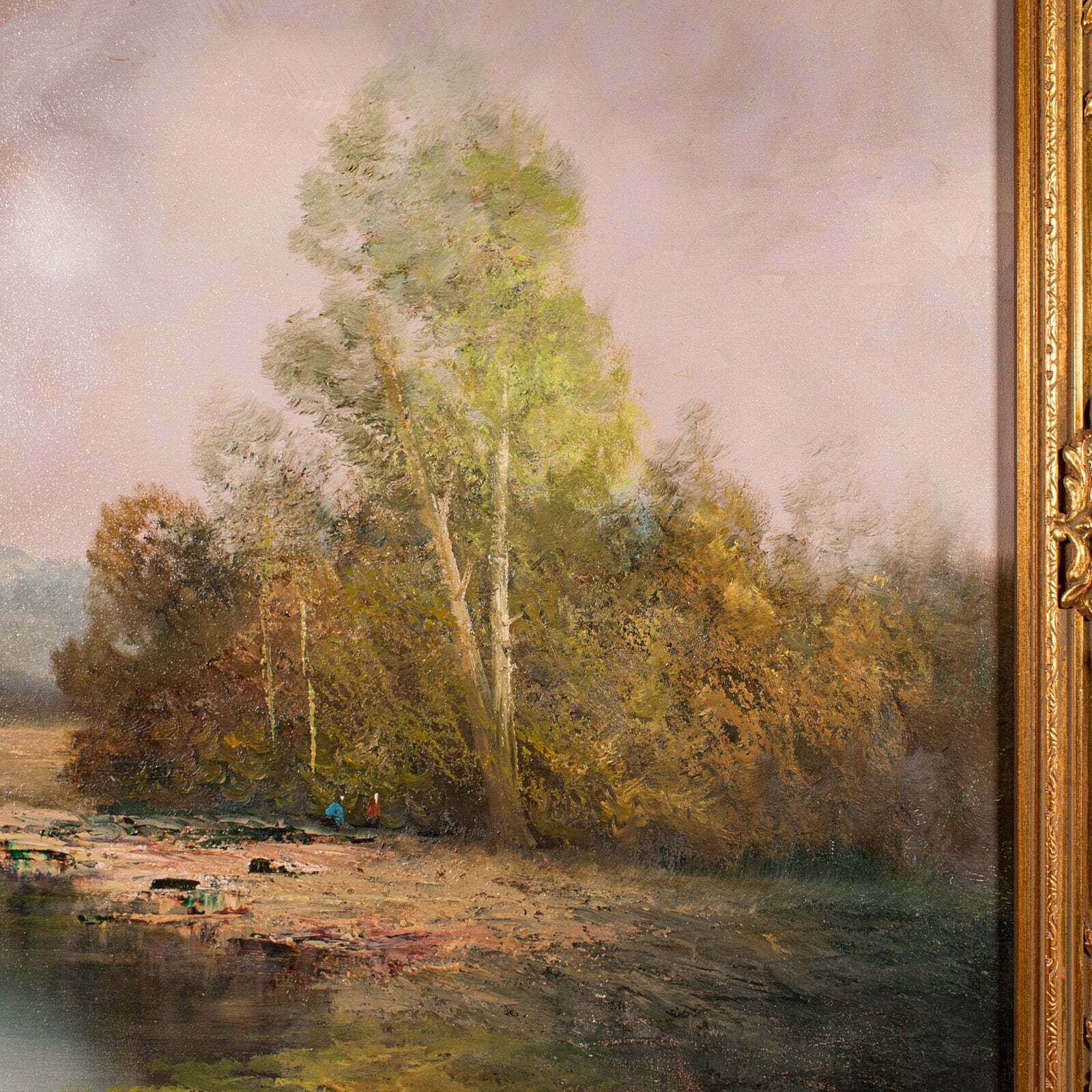 Large Vintage Landscape Painting, Austrian, Framed Art, Oil, Alpine, Schmidbauer photo 795.0
