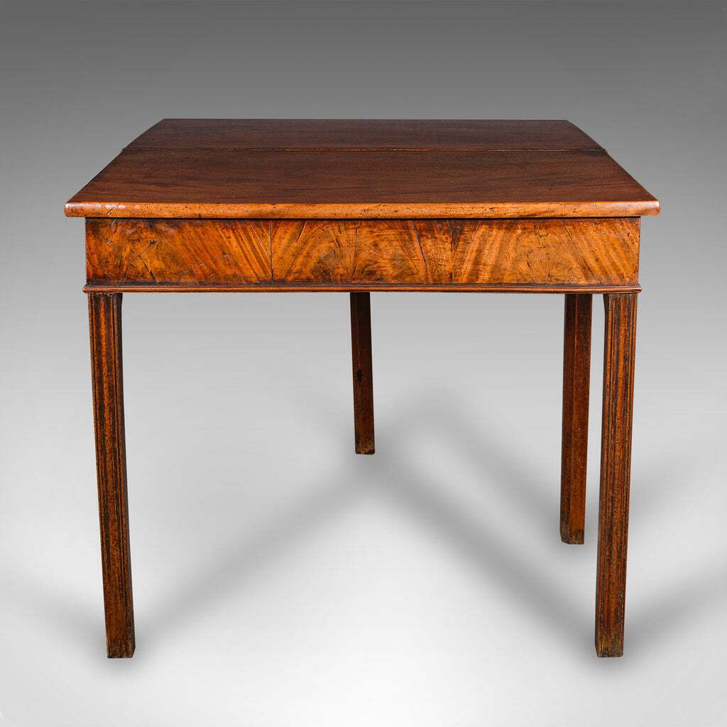 Antique Fold Over Tea Table, English, Card, Chippendale Manner, Georgian, C.1750 photo for sale
