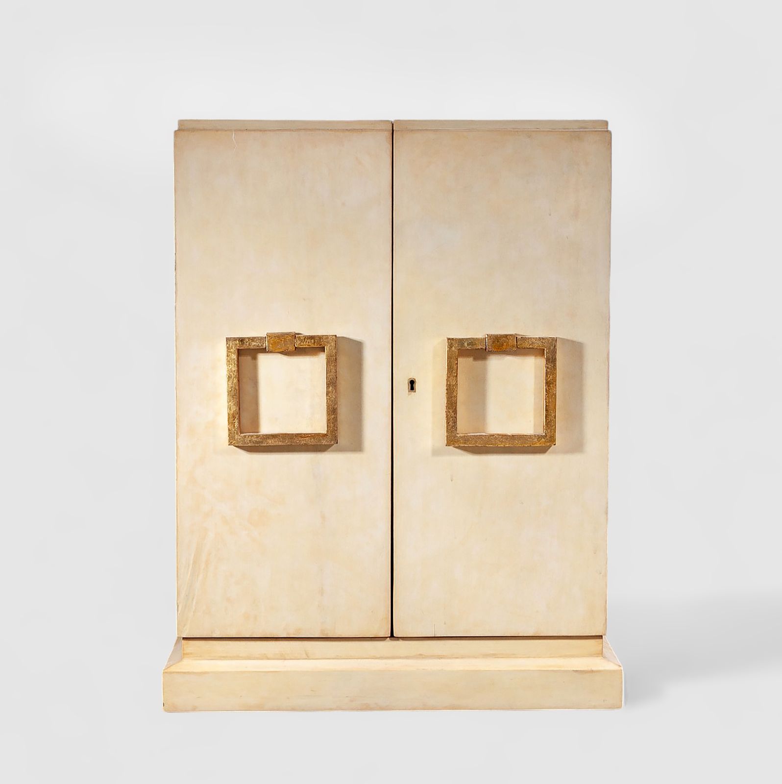Mid 20th Century Modern Parchment Covered Wood Dry Bar Storage In The Style Of Jean Charles Moreux, France photo buy