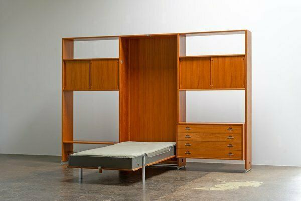 Ry 100 Shelf System With Teak Fold Out Bed By Hans J. Wegner For Ry Møbler, Denmark, 1960s photo vinterior