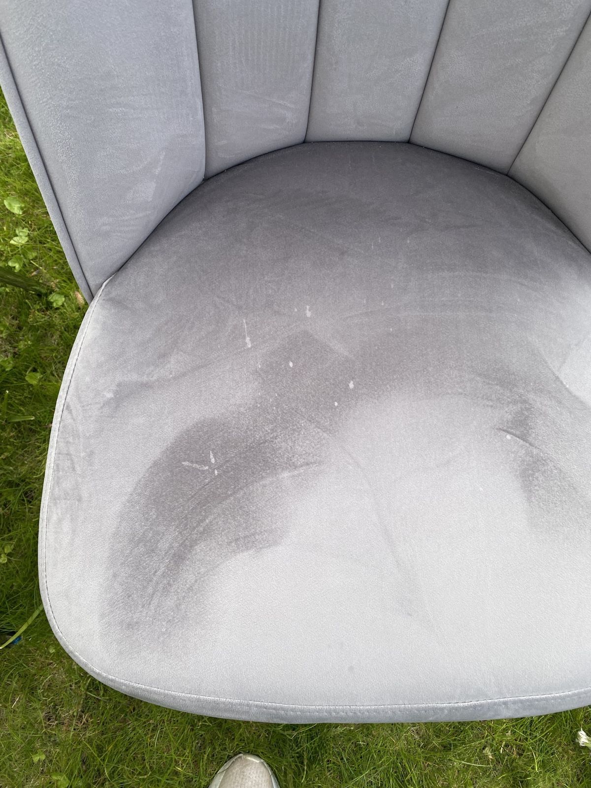 4 Grey Velvet Dining Chairs In Fairly Good Condition. Some Marks That Can Be Removed With photo 80.0