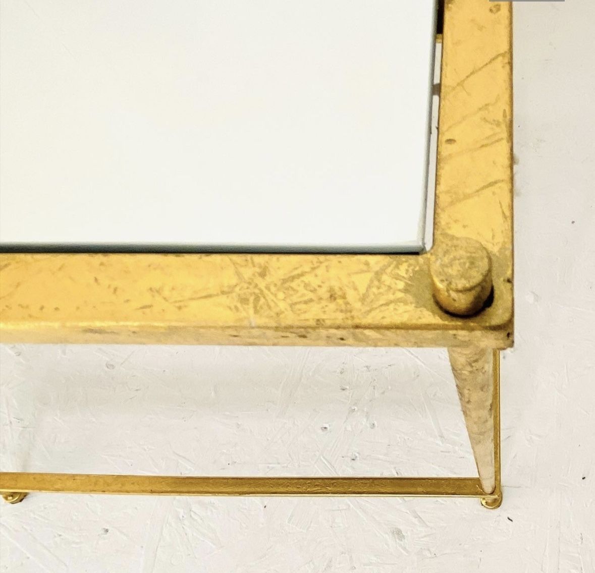 Pair Of Gilt Metal Gold Square Mirrored Glass Side Tables photo furniture