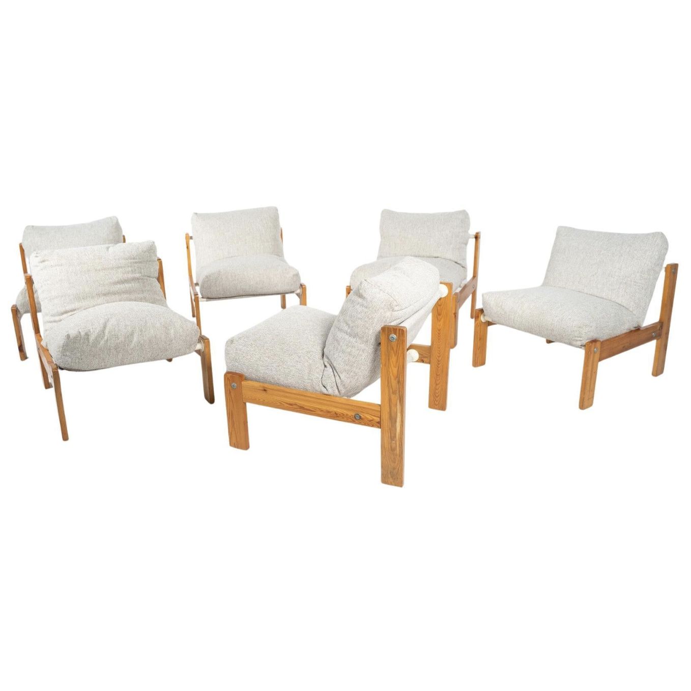 Mid Century Modern Chairs, Italy, 1960s – Pine Wood, New Upholstery
