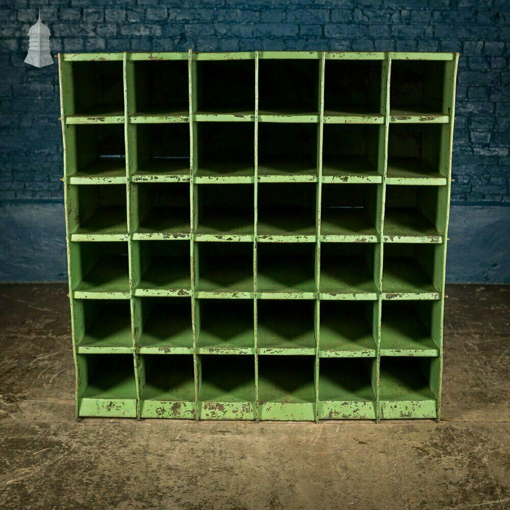 Green Painted Steel Industrial Workshop Pigeonhole Shelf Unit photo furniture
