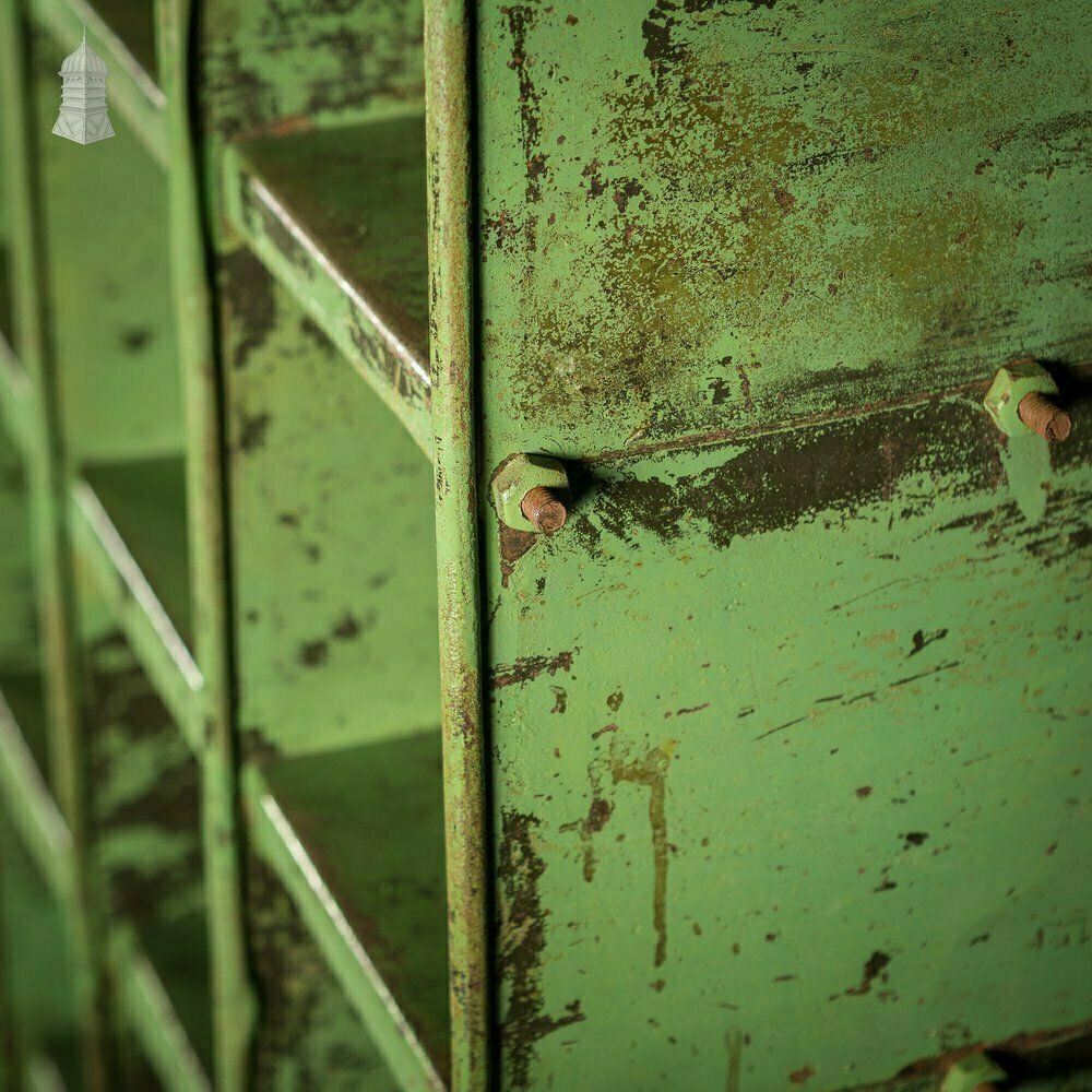 photo furniture Green Painted Steel Industrial Workshop Pigeonhole Shelf Unit