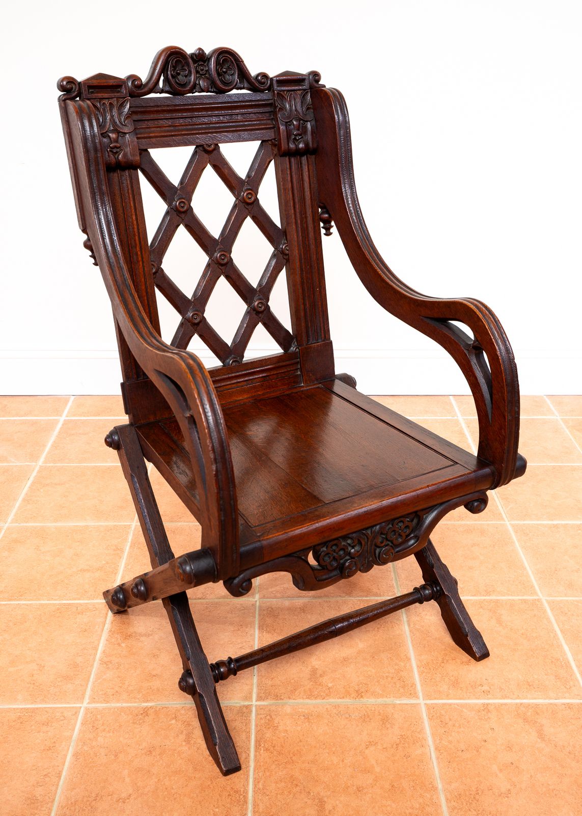 photo vinterior Glastonbury Chair 1830 Throne Chair Gothic Revival Hall Statement Chair Richard Bridgens Oak Baronial 19th Century V.Ictorian Armchair Ecclesiastical