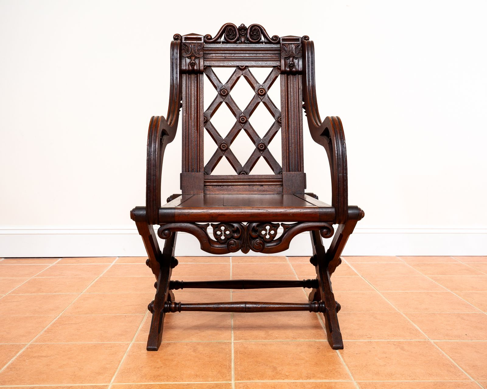 Glastonbury Chair 1830 Throne Chair Gothic Revival Hall Statement Chair Richard Bridgens Oak Baronial 19th Century V.Ictorian Armchair Ecclesiastical photo Furniture