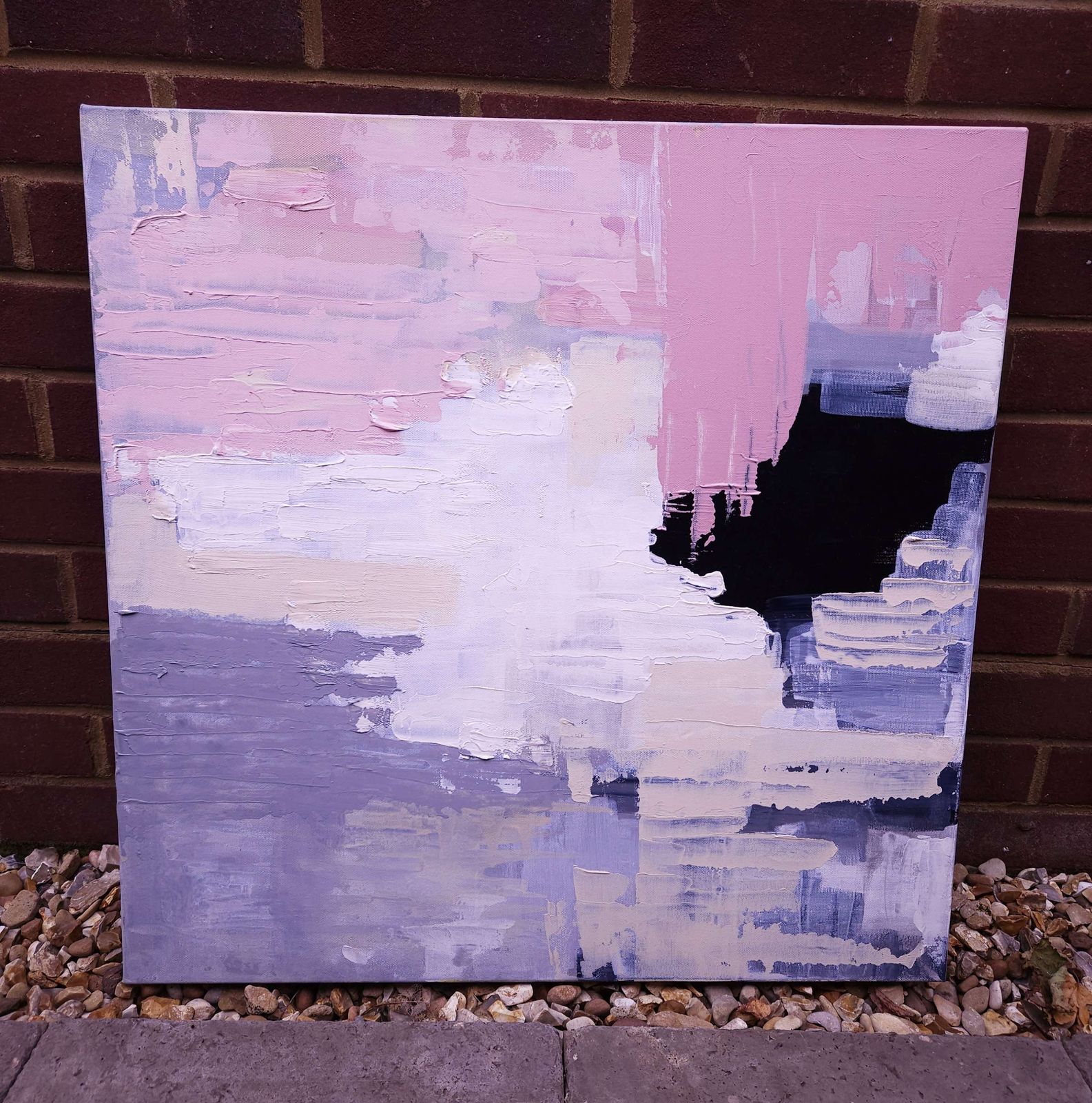 Large, Abstract Oil On Canvas In Pastel Tones