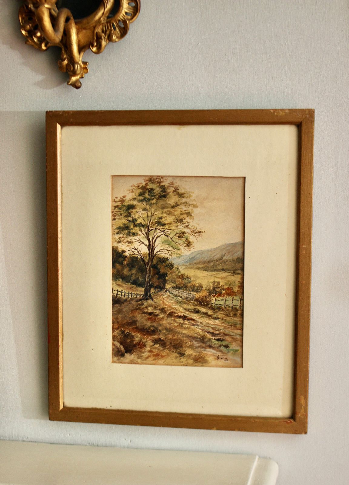 Johnson, J.R. (XX) Original Watercolour, Autumnal Valley Scene, Signed, C1918