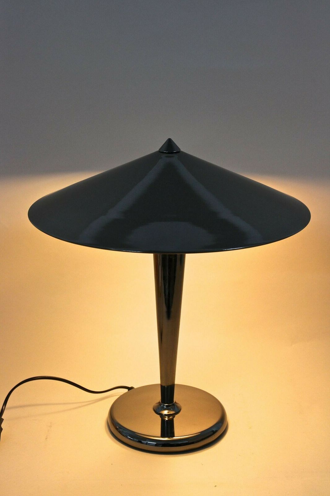 Mid Century Modern Grey Chromed Table Lamp With Brass Sphere, Italy Ca. 1970 photo 1535.0