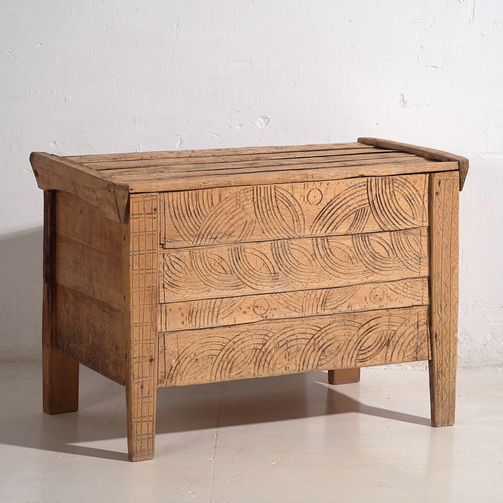 Carved Primitive Style Antique Chest (C.1920) #51