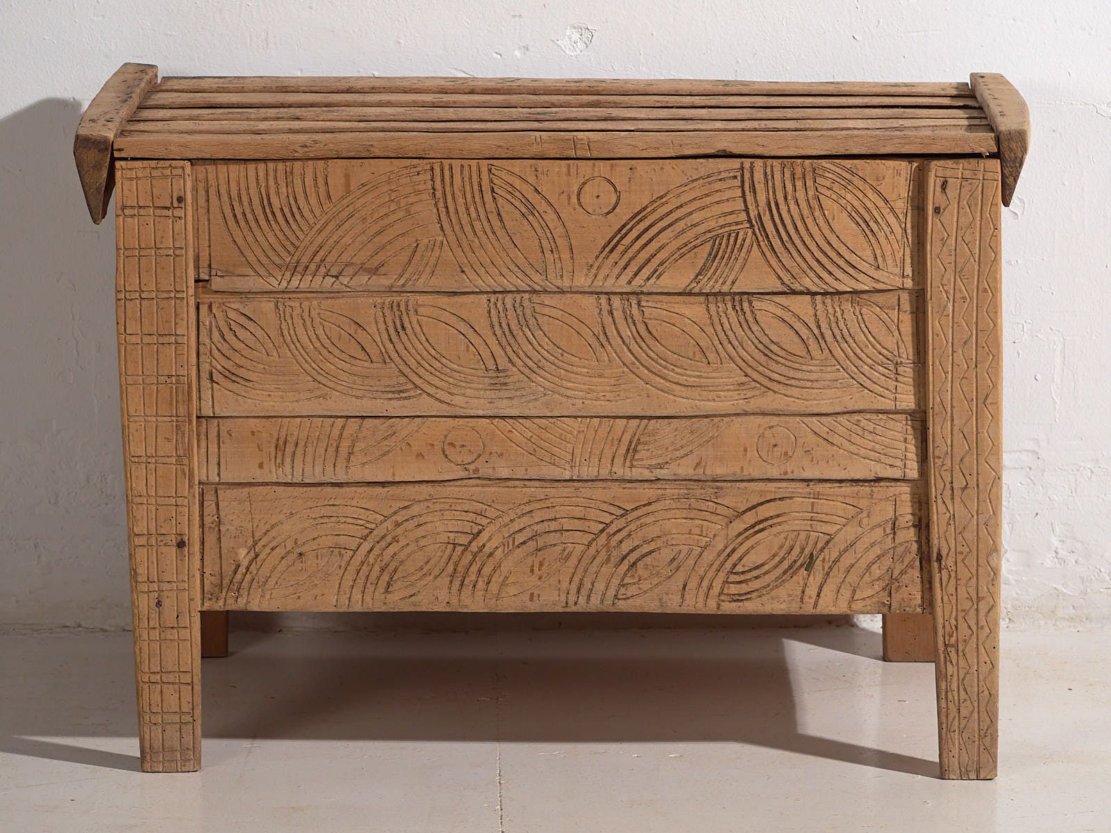 photo furniture Carved Primitive Style Antique Chest (C.1920) #51