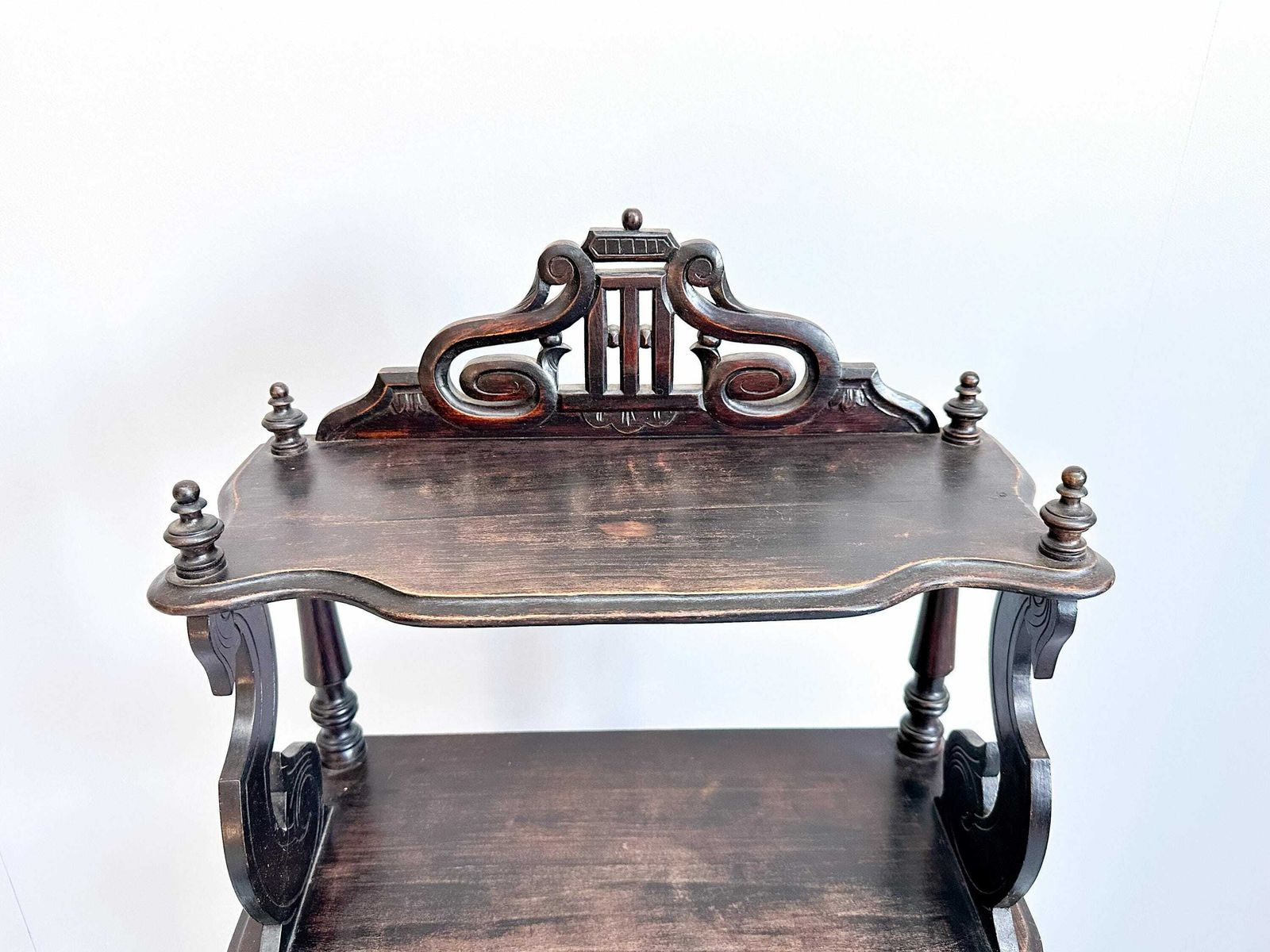 Vintage Wooden Etagere On Castors, Music Stand, Whatnot photo furniture