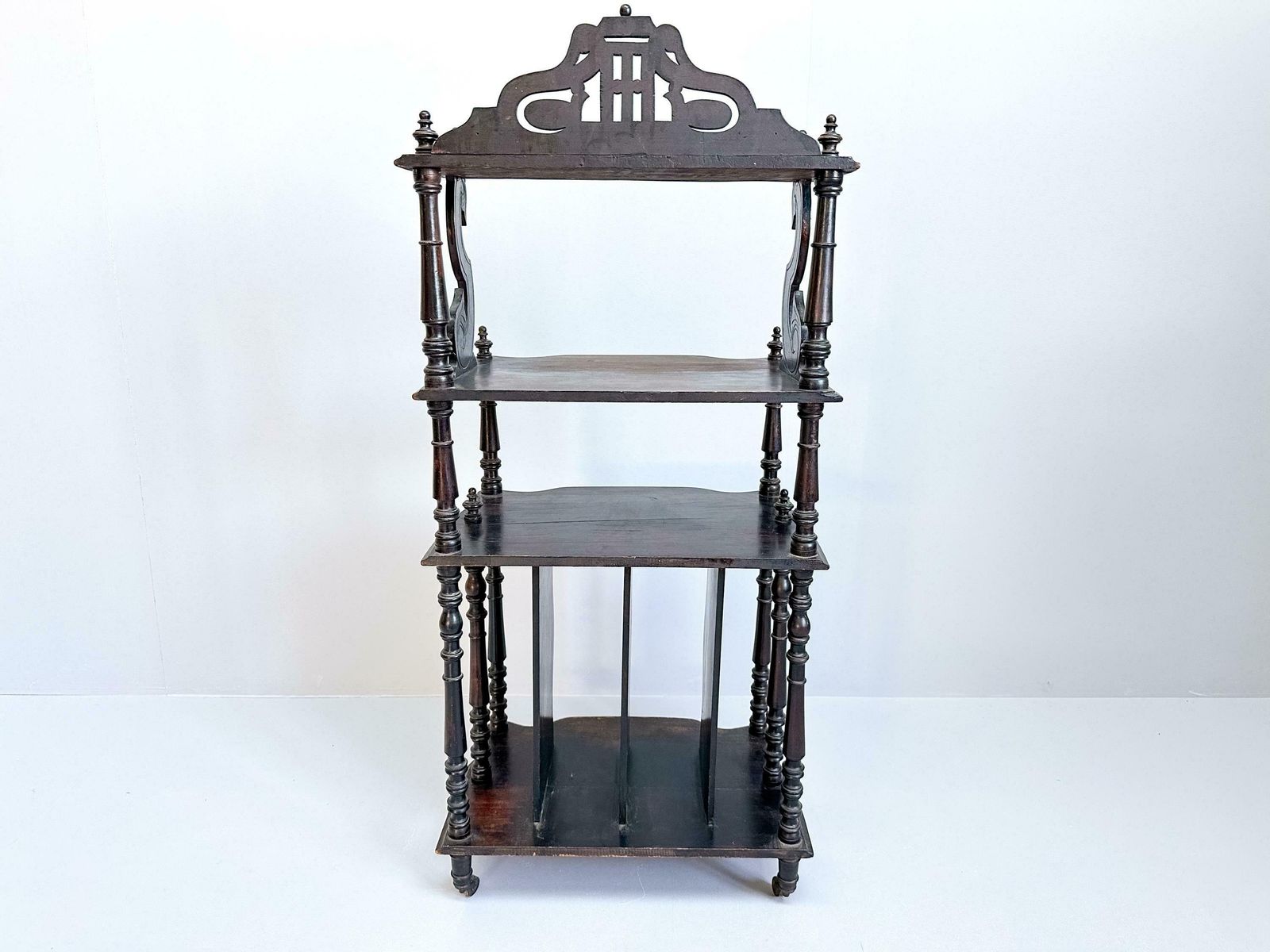 Vintage Wooden Etagere On Castors, Music Stand, Whatnot photo vinterior