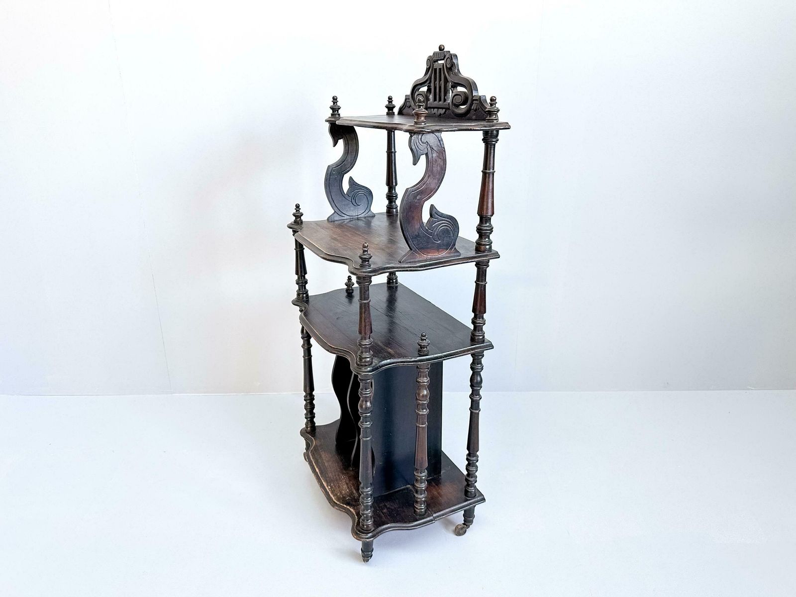 photo for sale Vintage Wooden Etagere On Castors, Music Stand, Whatnot