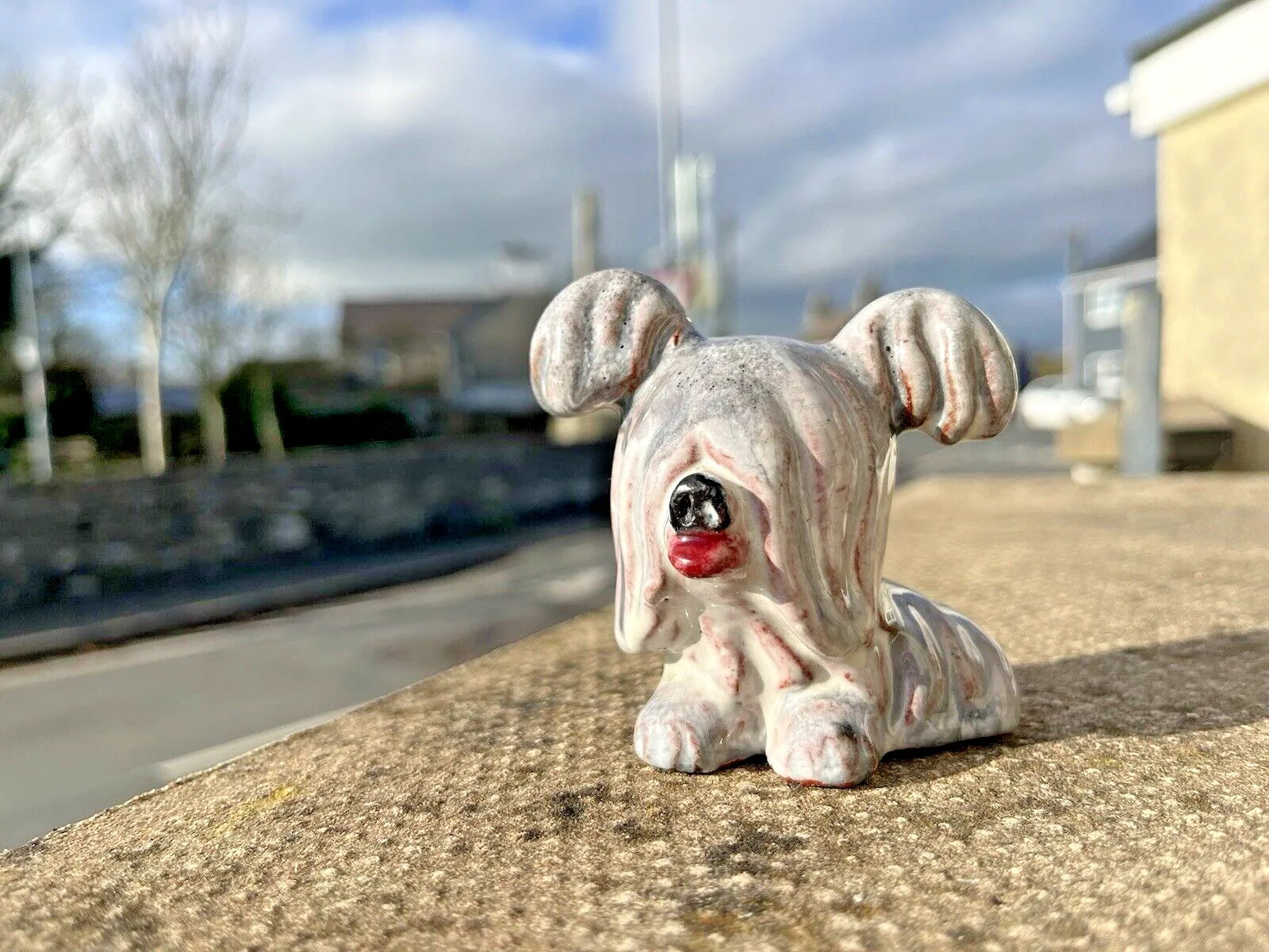 Antique Austrian Walter Bosse Pottery Ceramic Skye Terrier Dog Ornament Figurine photo vintage