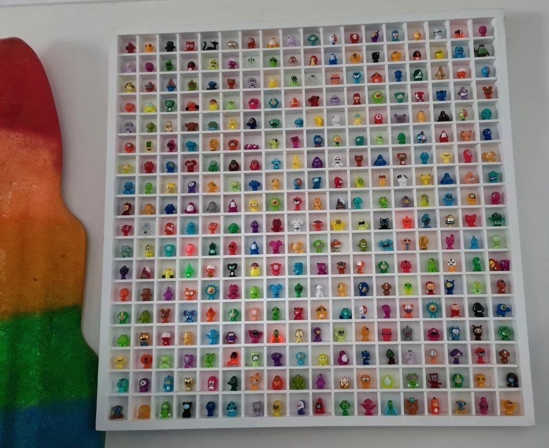 Bespoke Handcrafted Display Board And 324 Gogo Crazy Bones Figures photo vintage