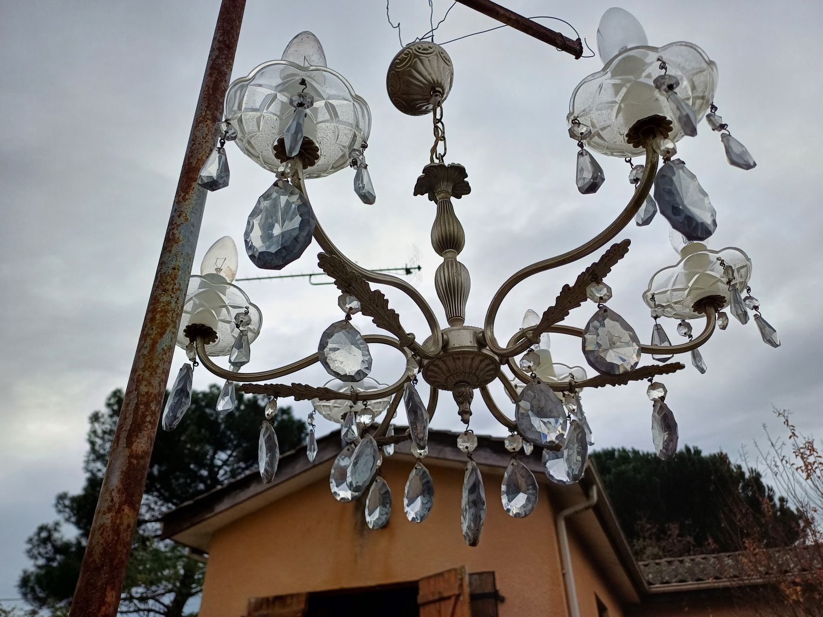 photo buy Pair Of Glass And Crystal Pampilles And Bobéches Chandeliers