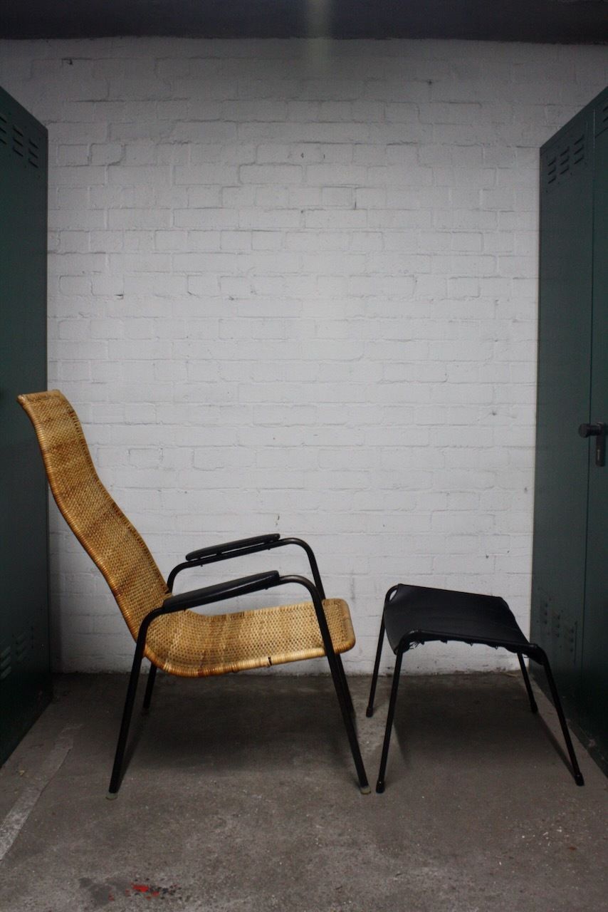 1960s Cane Lounger And Foot Stool By Alf Svensson For Ljungs Industrier Ab photo vinterior