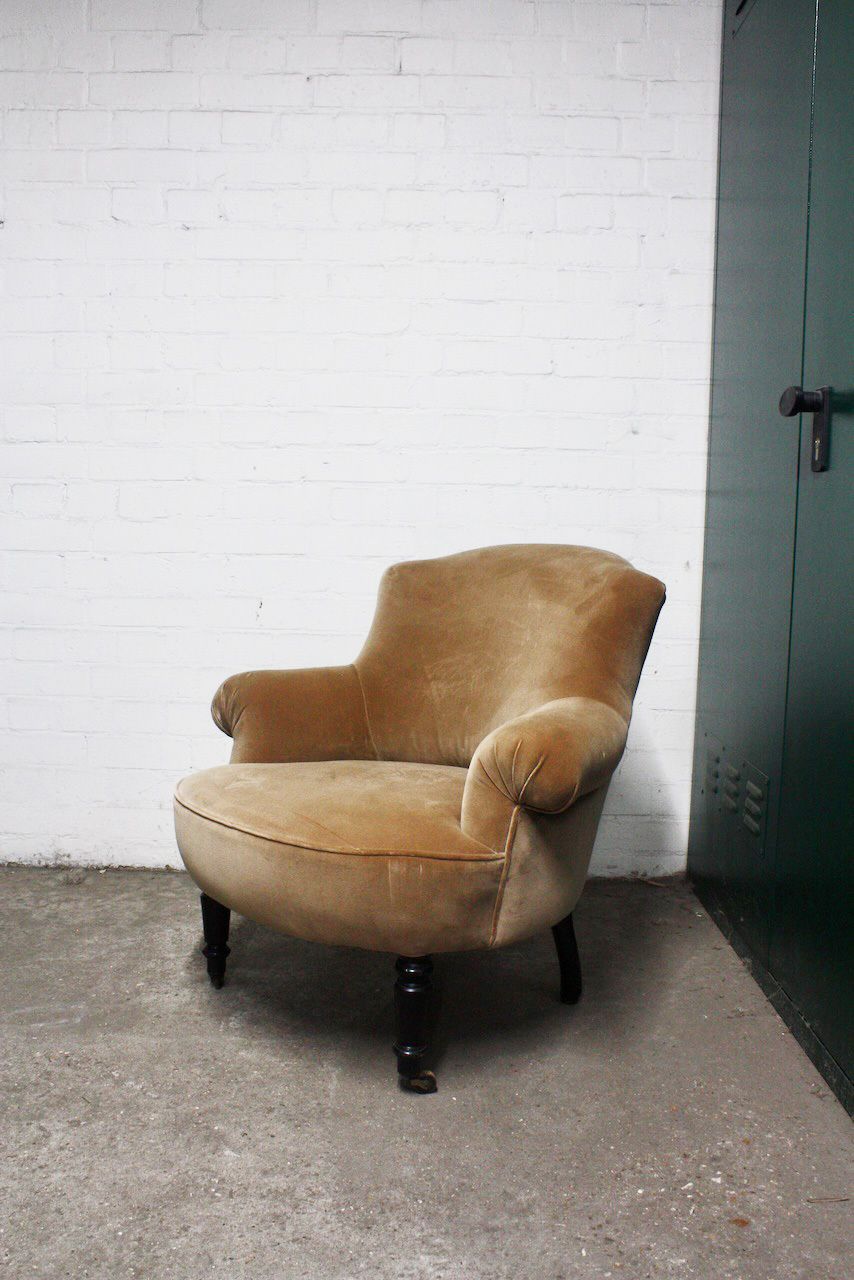 An 18th Century Napoleonic Tub Chair In Mink Coloured Velvet