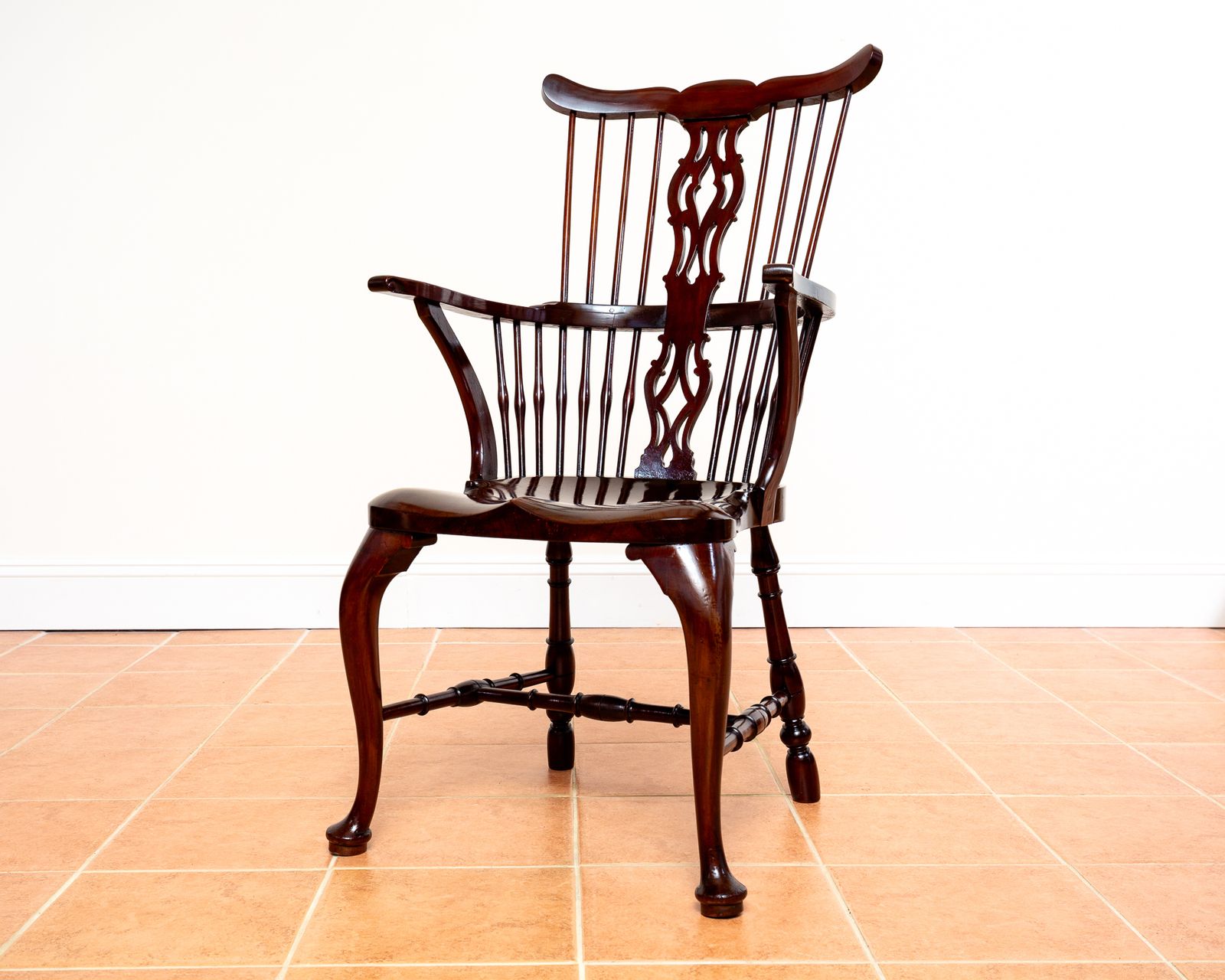 Fine Thames Valley Windsor Chair Mahogany 18th Century Fine Antiques Windsor Armchair Country House Antiques Stamped Windsor Chair 1790 1810 photo for sale