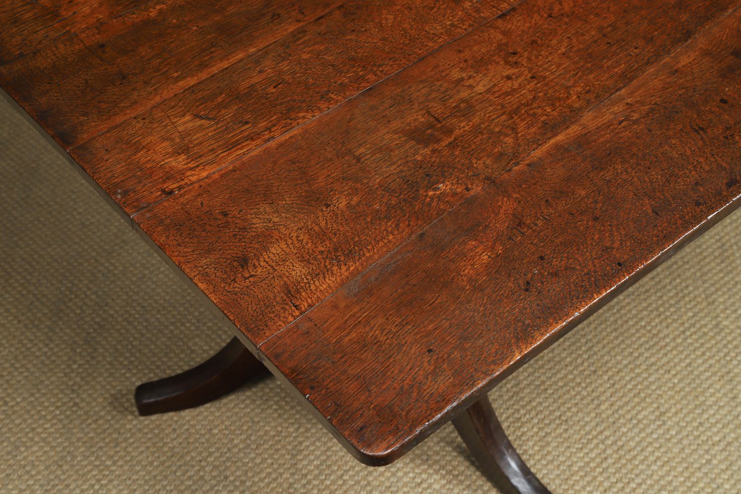 English Georgian Oak & Yew Wood Rectangular Top Occasional Wine Supper Tripod Table (Circa 1760) photo buy