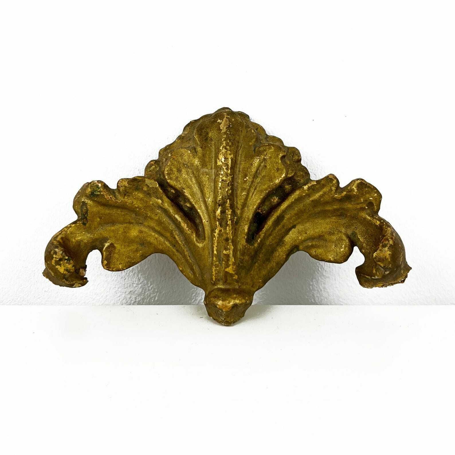Small Antique Gilt Wood Carving Fragment, Architectural Salvage