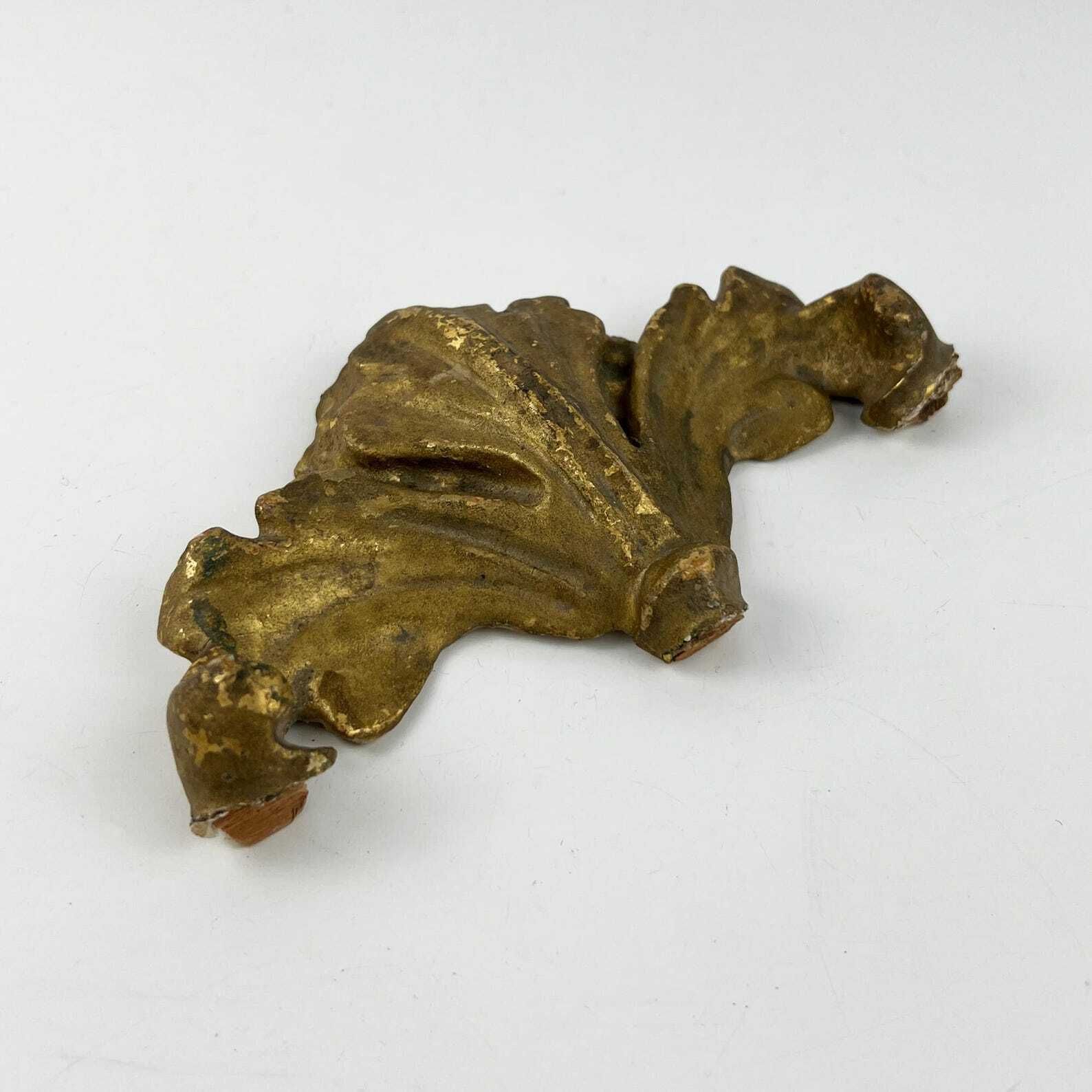 Home Decor Small Antique Gilt Wood Carving Fragment, Architectural Salvage photo