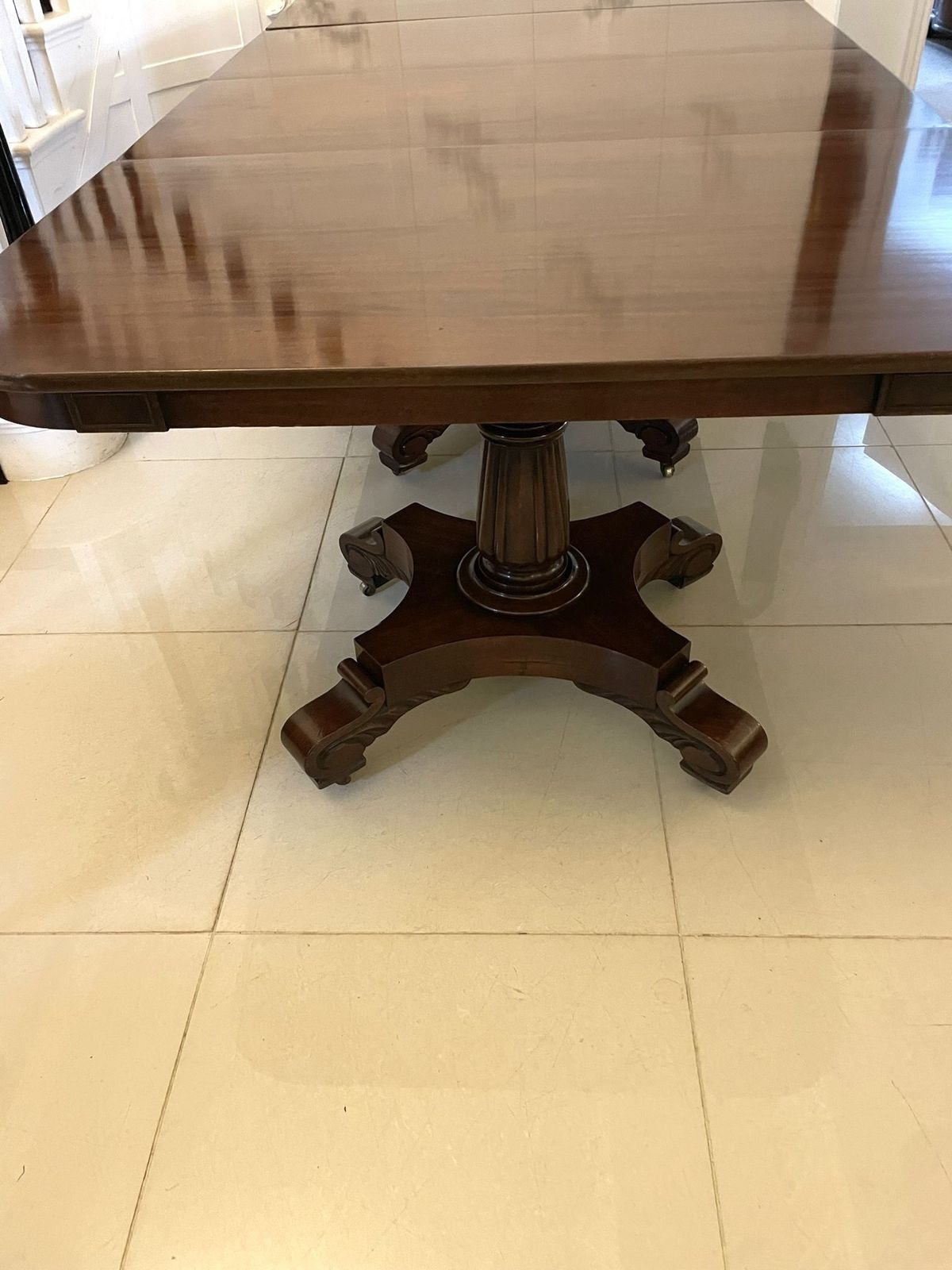 photo for sale Exceptional Quality Antique 19th Century Figured Mahogany Triple Pedestal 10/12 Seater Dining Table